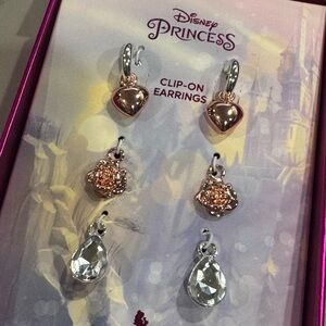 Disney Princess Clip on Earring Set Purple and Pink Gift Box